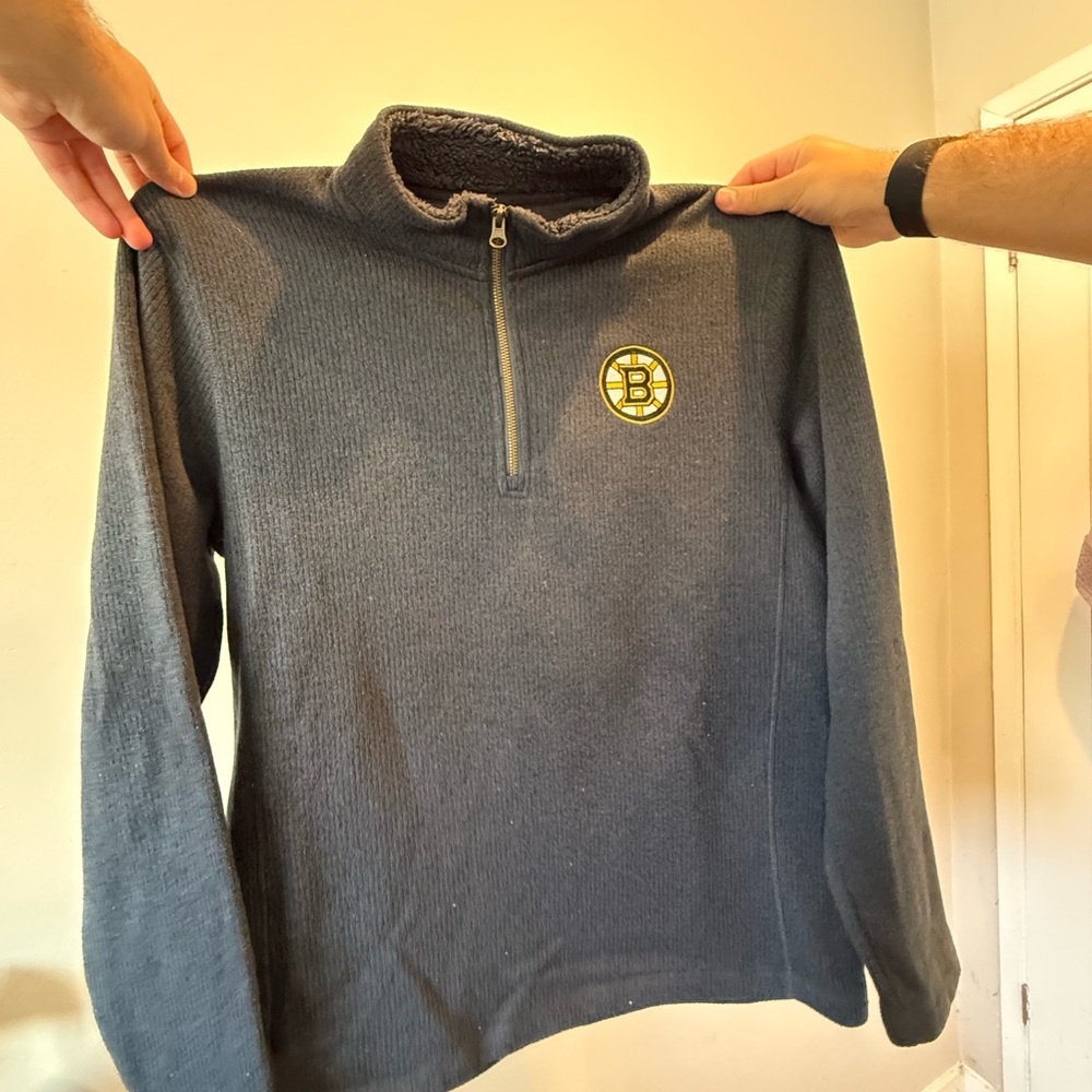 NHL Bruins Grey Half-Zip Pullover